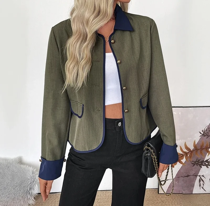 Autumn New Elegant Style Single-breasted Cardigan Lapel Contrast Coat for Women
Autumn New Elegant Style Single-breasted Cardigan Lapel Contrast Coat for Women