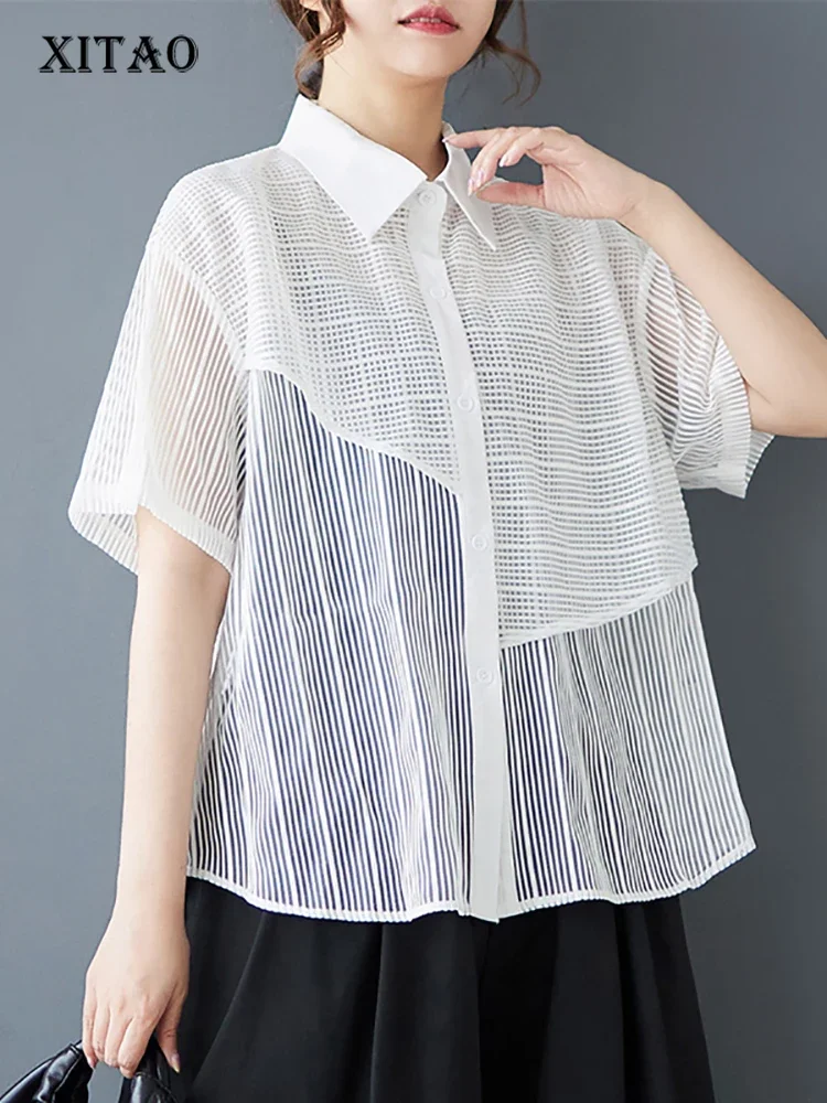 XITAO Turn-down Collar Solid Color Casual Loose Blouse Mesh Patchwork Simplicity Half Sleeve Sweet Summer Women Shirt GMM1086
XITAO Turn-down Collar Solid Color Casual Loose Blouse Mesh Patchwork Simplicity Half Sleeve Sweet Summer Women Shirt GMM1086