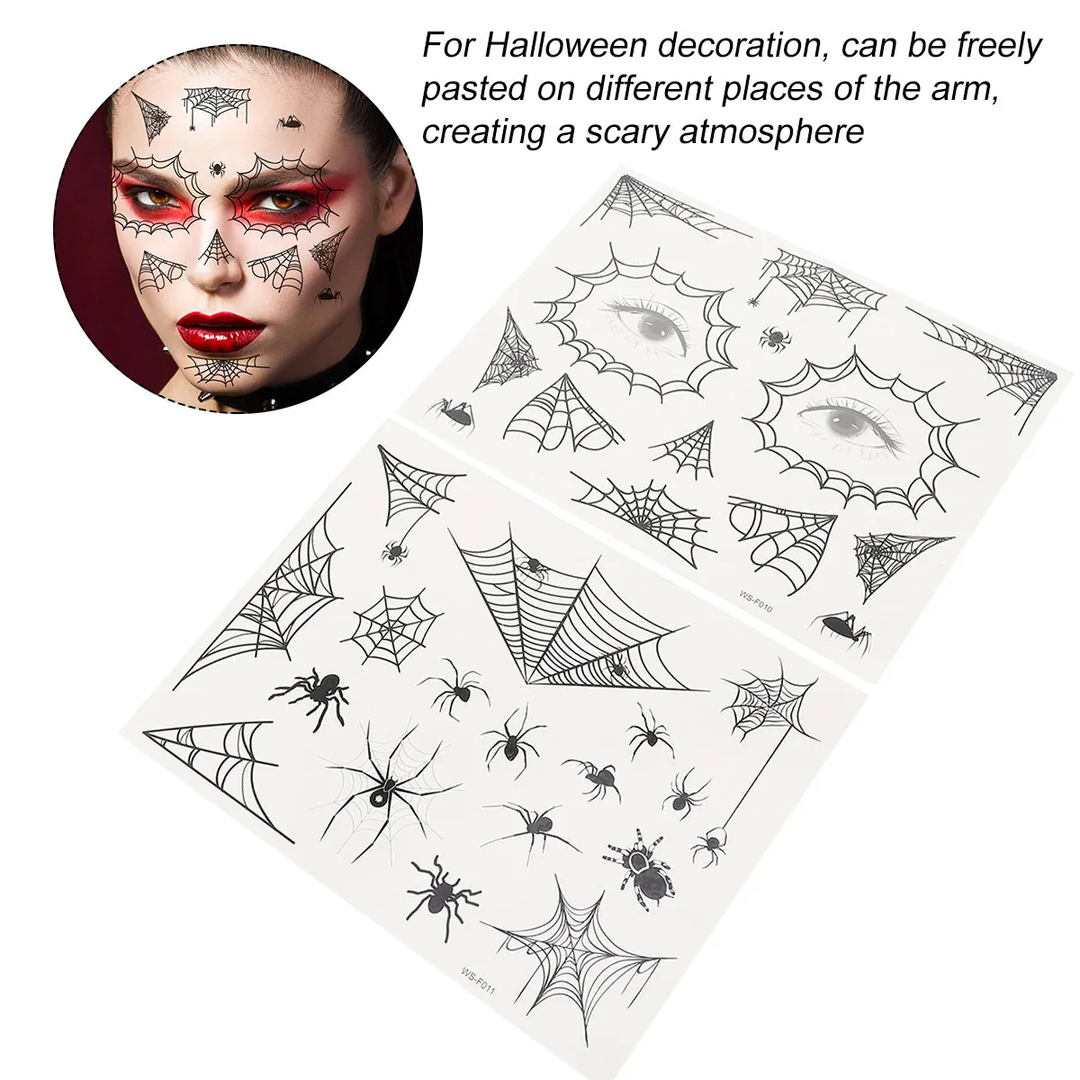 8 Sheets Temporary Face Stickers Tattoos Spider Web Party Body Halloween Waterproof
8 Sheets Temporary Face Stickers Tattoos Spider Web Party Body Halloween Waterproof