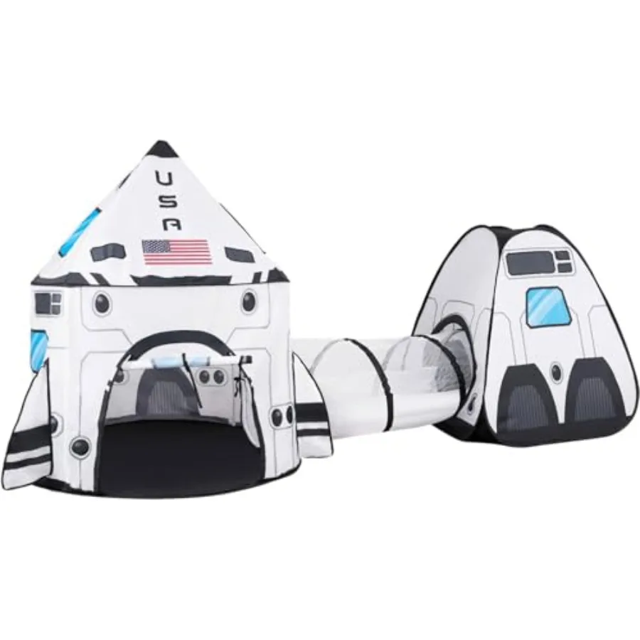 White Rocket Ship Pop up Play Tent with Tunnel and Playhouse Indoor Outdoor Spaceship Tent Set
White Rocket Ship Pop up Play Tent with Tunnel and Playhouse Indoor Outdoor Spaceship Tent Set