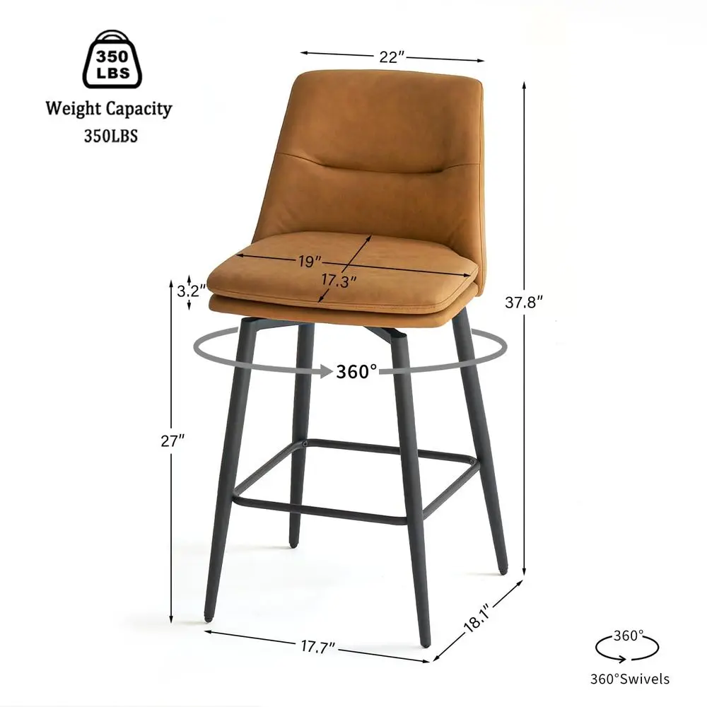 Brown Counter Height Bar Stools Set of 3, 27 Inch Seat Height with Back and Metal Legs, 360 Swivel holstered Faux Leather Swi
Brown Counter Height Bar Stools Set of 3, 27 Inch Seat Height with Back and Metal Legs, 360 Swivel holstered Faux Leather Swi