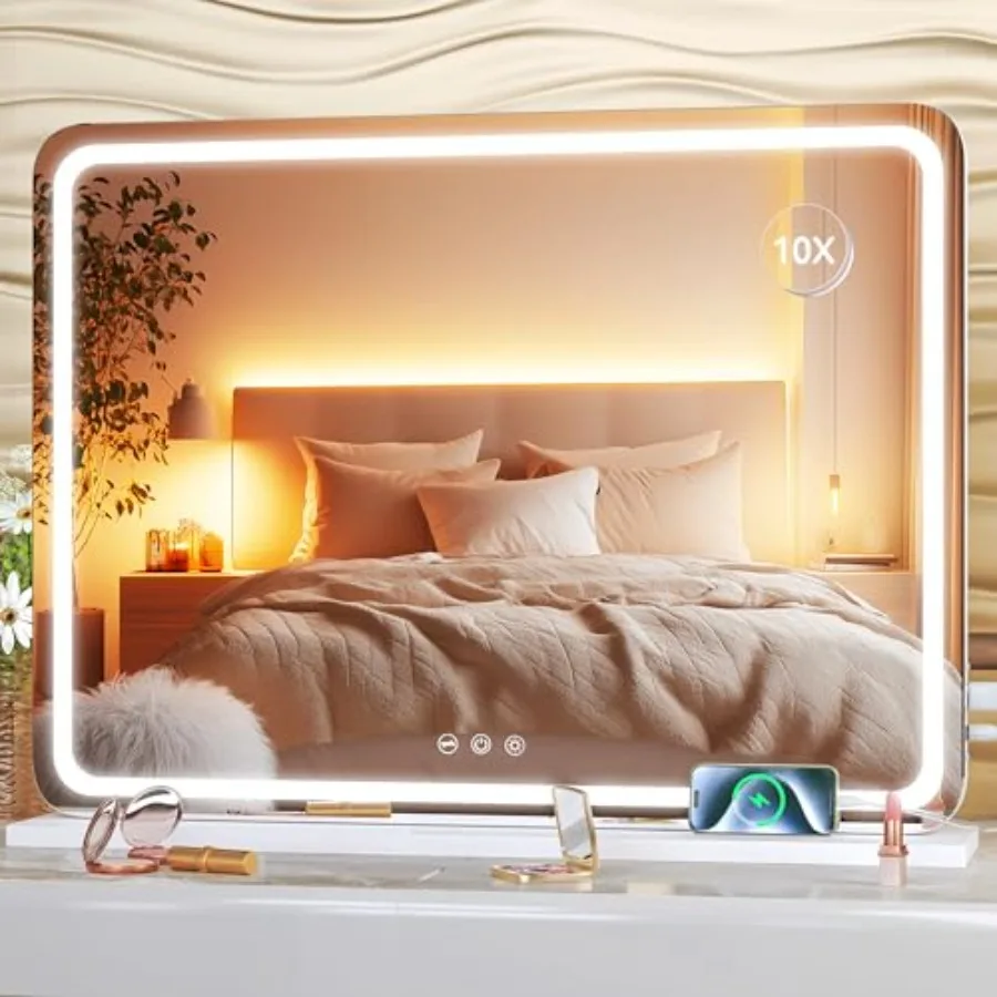 Vanity Mirror with Lights, 22.8" x 18" LED Makeup Mirror, Lighted Makeup Mirror with Dimmable 3 Modes, Touch Screen Control Van
Vanity Mirror with Lights, 22.8" x 18" LED Makeup Mirror, Lighted Makeup Mirror with Dimmable 3 Modes, Touch Screen Control Van