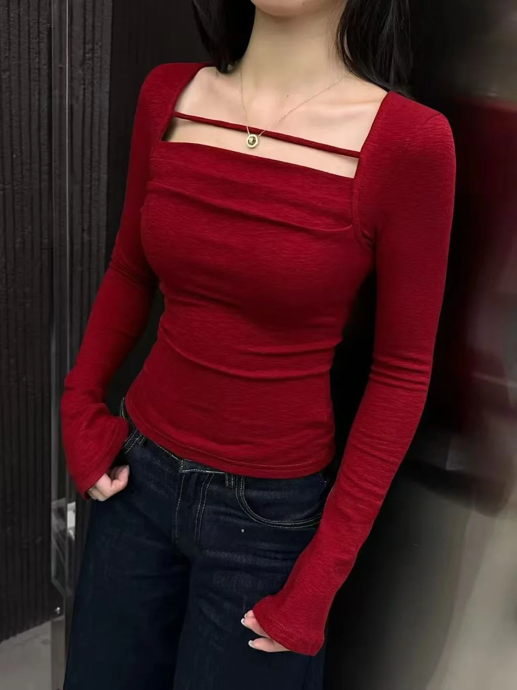 Slim Fit Pure Woolen Base irt с колокольчиками и квадратным воротником в Корейском стиле Sle Commute Faion Winter Thi Long Sve T-S...
Slim Fit Pure Woolen Base irt с колокольчиками и квадратным воротником в Корейском стиле Sle Commute Faion Winter Thi Long Sve T-S...