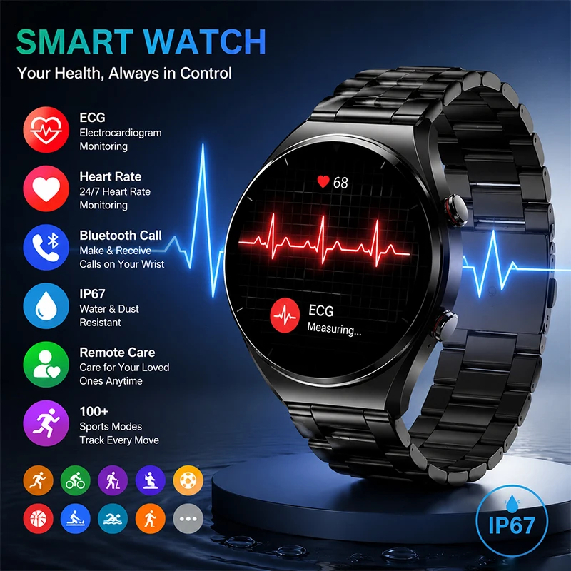 Smart Watch 2026 1.3 "ECG+PPG Professional Grade Battery Life 10 Days BTCall Heart Rate Monitoring Sports Record IP67 Waterproof
Smart Watch 2026 1.3 "ECG+PPG Professional Grade Battery Life 10 Days BTCall Heart Rate Monitoring Sports Record IP67 Waterproof