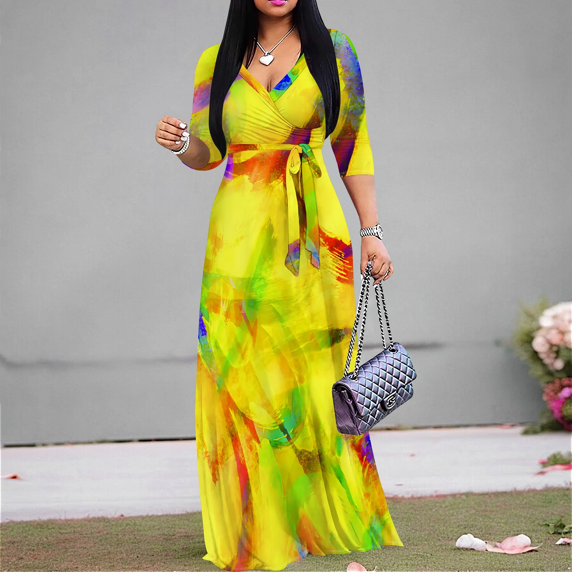Women's Short Sleeve Sexy V Neck Loose Boho Long Dress Fashion Printed Split Hem Club Party Casual Vacation Maxi Dress
Women's Short Sleeve Sexy V Neck Loose Boho Long Dress Fashion Printed Split Hem Club Party Casual Vacation Maxi Dress