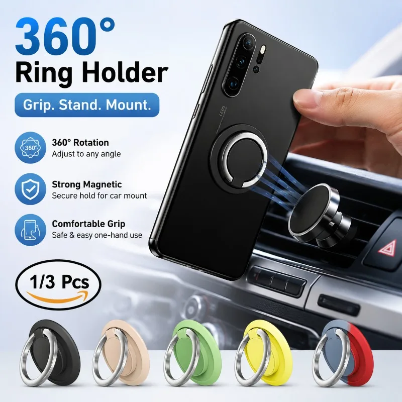 Magnetic Metal Phone Ring Holder 360 Rotatable Finger Grip Universal Mobile Phone Stand Portable Car Mount Bracket Practical
Magnetic Metal Phone Ring Holder 360 Rotatable Finger Grip Universal Mobile Phone Stand Portable Car Mount Bracket Practical