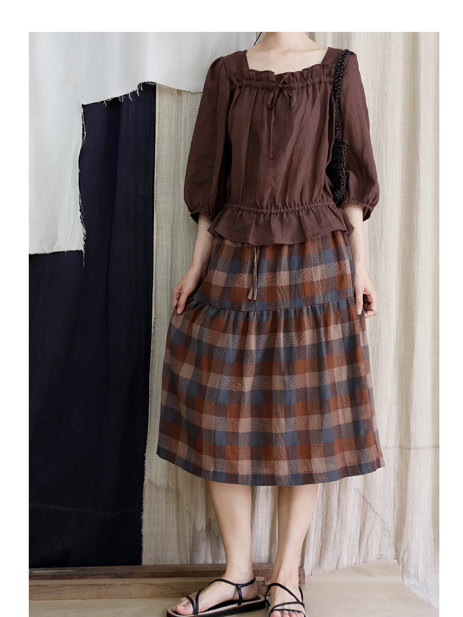 Лимитированная серия: Ретро-юбка миди Wungya Blue Field Day из хлопка и льна в клетку, художественная, с эластичным поясом на шнурке, средней длины
Лимитированная серия: Ретро-юбка миди Wungya Blue Field Day из хлопка и льна в клетку, художественная, с эластичным поясом на шнурке, средней длины