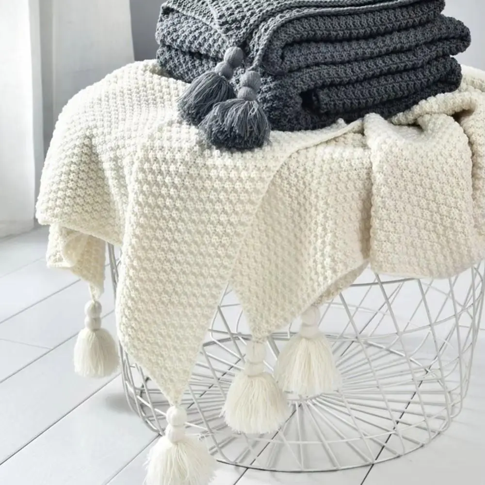 Nordic Tassel Knitted Blanket Thickened Ins Solid Fringe Blanket Comfortable Solid Color Waffle Weave Bed Blanket Home Decor
Nordic Tassel Knitted Blanket Thickened Ins Solid Fringe Blanket Comfortable Solid Color Waffle Weave Bed Blanket Home Decor