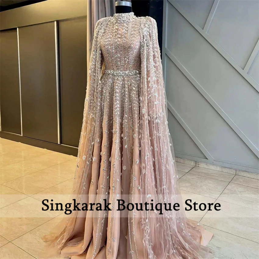 Elegant Beading Saudi Arabia Evening Dresses Pink 2025 With Cape Crystals Party Gown فساتين سهرة Prom Dress Customized
Elegant Beading Saudi Arabia Evening Dresses Pink 2025 With Cape Crystals Party Gown فساتين سهرة Prom Dress Customized