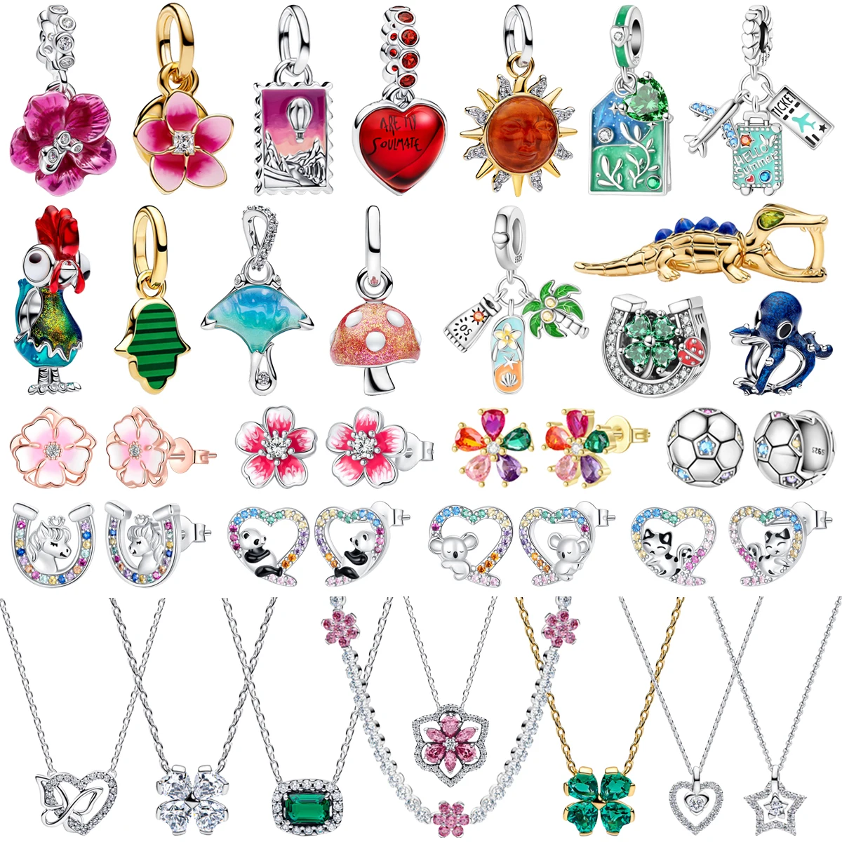 New 925 Sterling Silver Colorful Four Leaf Clover Bow Flower Bead Pendant Necklace Zircon Earrings for Women's Jewelry Gift Set
New 925 Sterling Silver Colorful Four Leaf Clover Bow Flower Bead Pendant Necklace Zircon Earrings for Women's Jewelry Gift Set