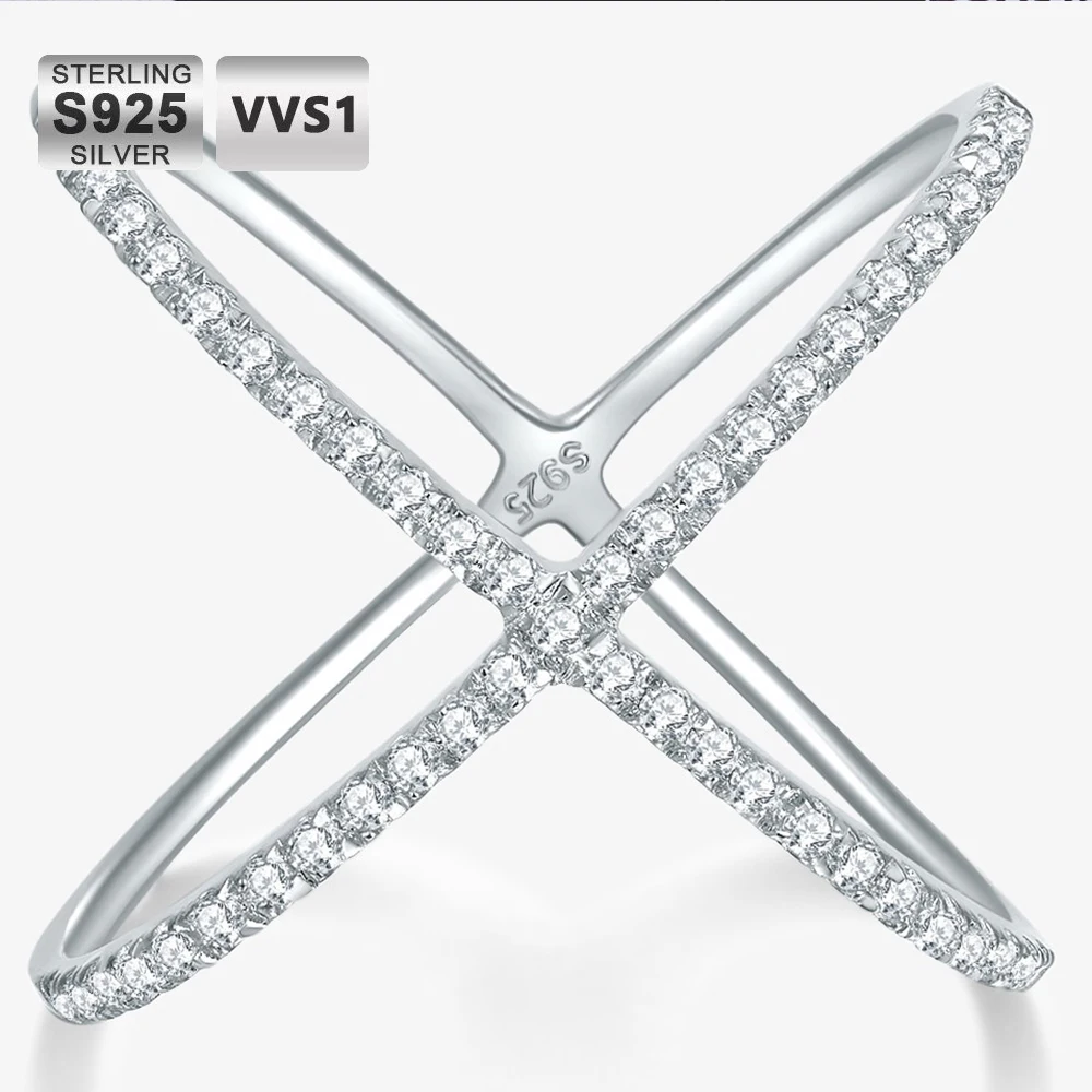 ESKEEM S925 Sterling Silver X Crossover Moissanite Ring Elegant Pave Setting 18K White Gold Plated Fashion Jewelry
ESKEEM S925 Sterling Silver X Crossover Moissanite Ring Elegant Pave Setting 18K White Gold Plated Fashion Jewelry