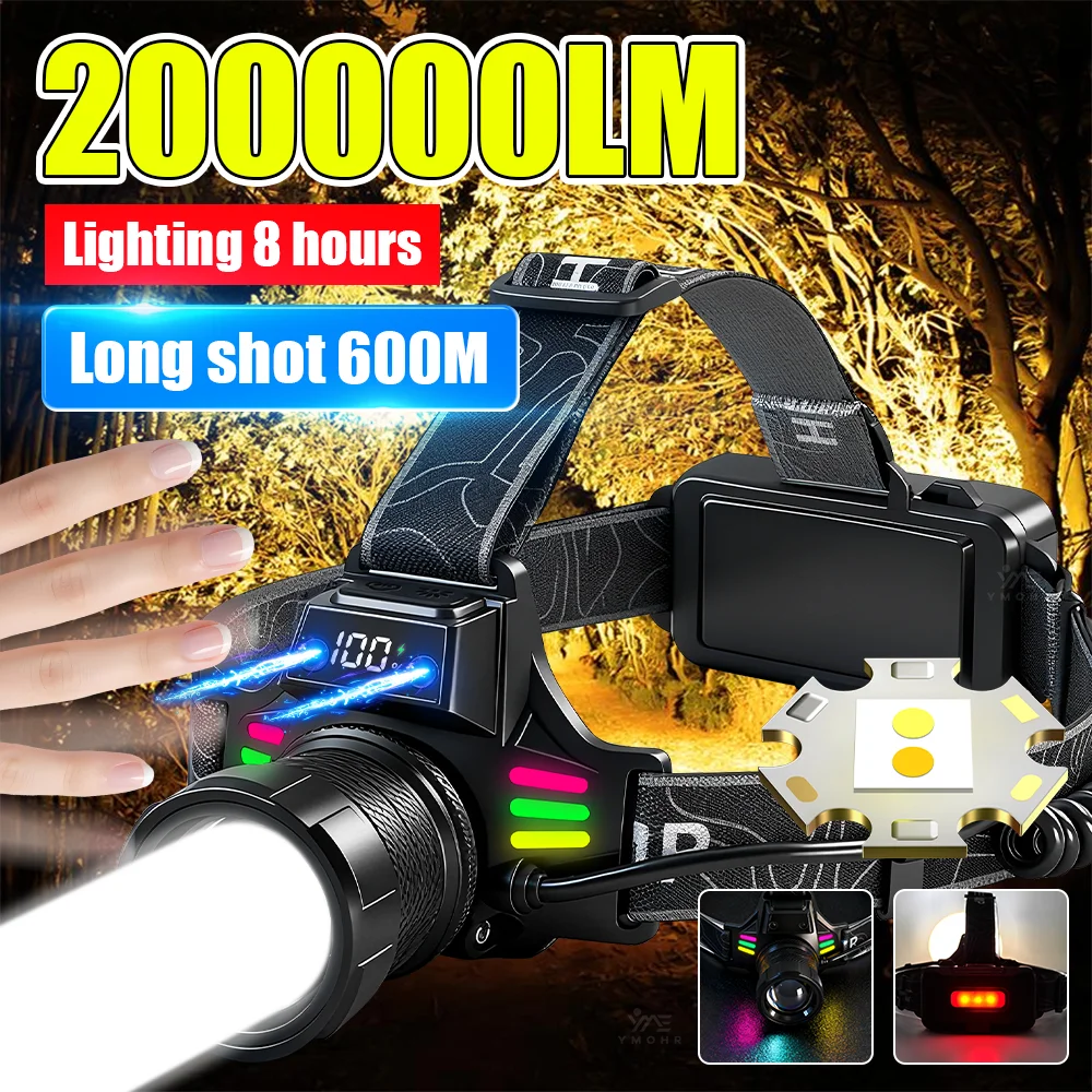 200000LM налобный фонарь высокой мощности, светодиодный перезаряжаемый аккумулятор 18650, белая лазерная фара, аксессуары для рыбалки, крышка, фонарь для кемпинга
200000LM налобный фонарь высокой мощности, светодиодный перезаряжаемый аккумулятор 18650, белая лазерная фара, аксессуары для рыбалки, крышка, фонарь для кемпинга