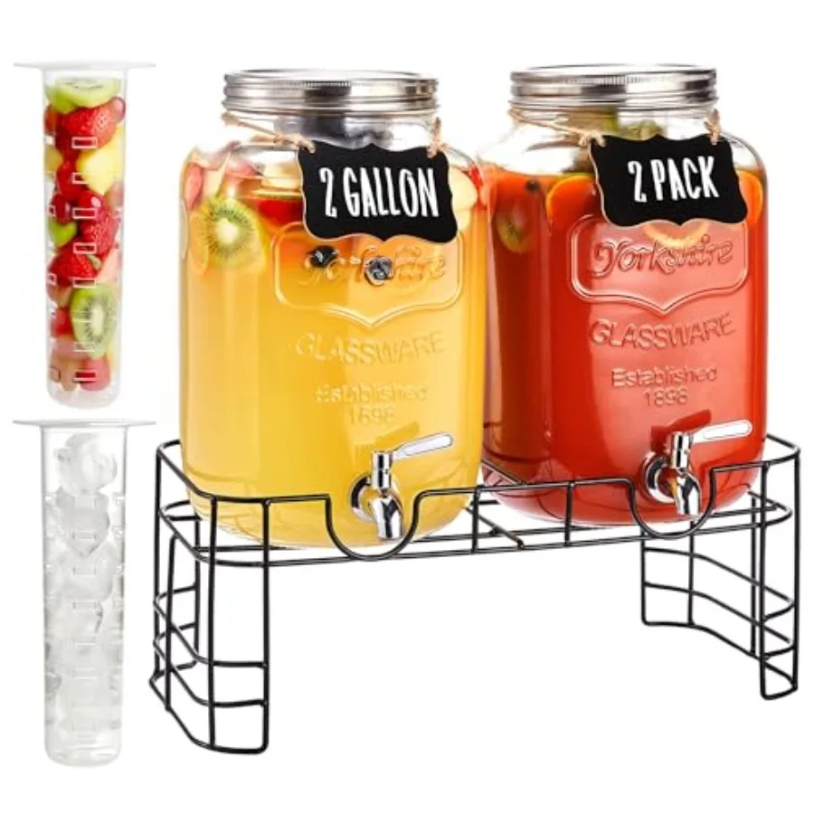 Large Glass Drink Dispenser Set Pack Beverage Dispensers with Stand and 18/8 Stainless Steel Spigot Leakproof for Lemonade Sun
Large Glass Drink Dispenser Set Pack Beverage Dispensers with Stand and 18/8 Stainless Steel Spigot Leakproof for Lemonade Sun