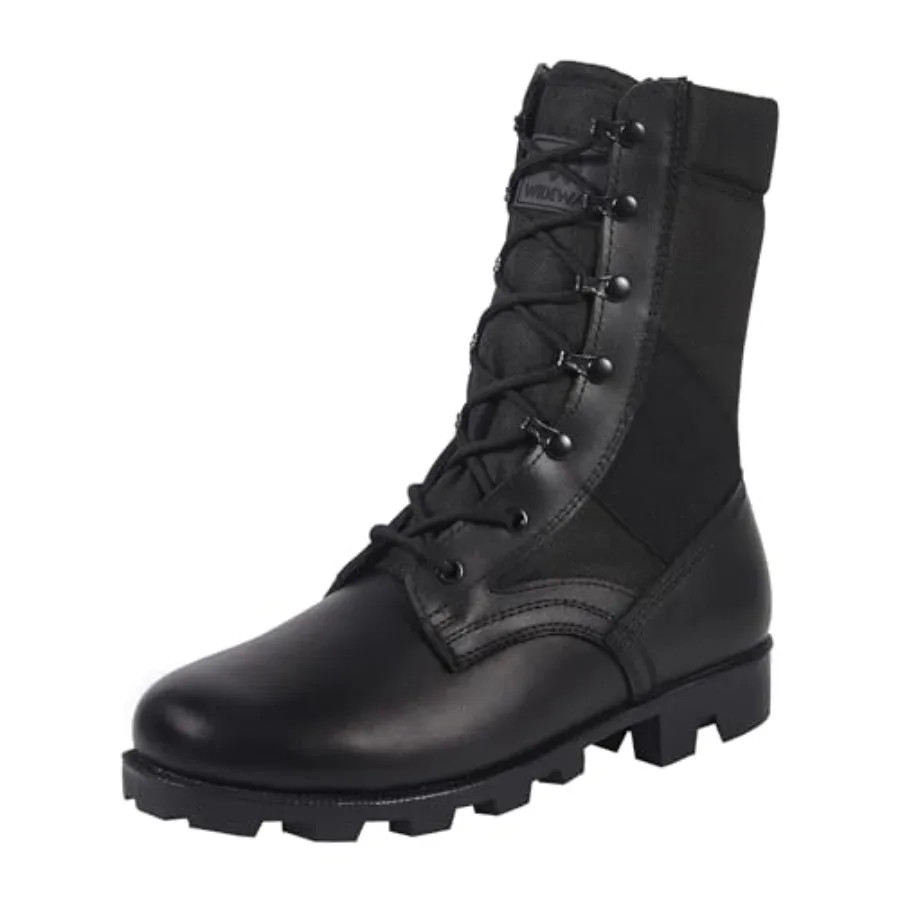 Combat Boots Men, 8" Lightweight Military Jungle Boots, Breathable Tactical Work Boot With Side Zip for Security, Patrol and Da
Combat Boots Men, 8" Lightweight Military Jungle Boots, Breathable Tactical Work Boot With Side Zip for Security, Patrol and Da