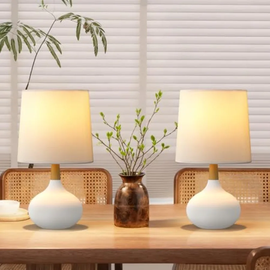 14" Small Ceramic Table Lamp Set of 2 Bedside Lamp for Living Room with Natural Wood Stem and Linen Shade for Home Decor Modern
14" Small Ceramic Table Lamp Set of 2 Bedside Lamp for Living Room with Natural Wood Stem and Linen Shade for Home Decor Modern