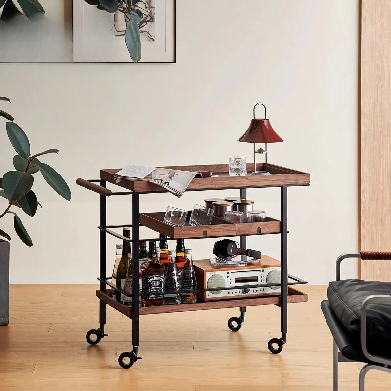 Solid wood storage coffee table living room movable Italian minimalist trolley
Solid wood storage coffee table living room movable Italian minimalist trolley