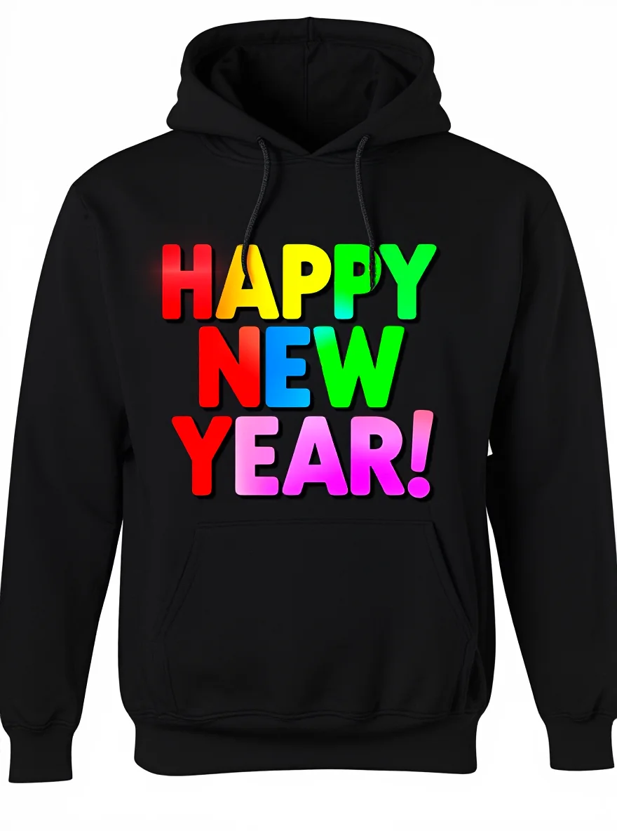 2026 New Year Men's Hoodie, 250gsm, Black, Multicolor Lettering, Soft Pullover, All-Season
2026 New Year Men's Hoodie, 250gsm, Black, Multicolor Lettering, Soft Pullover, All-Season