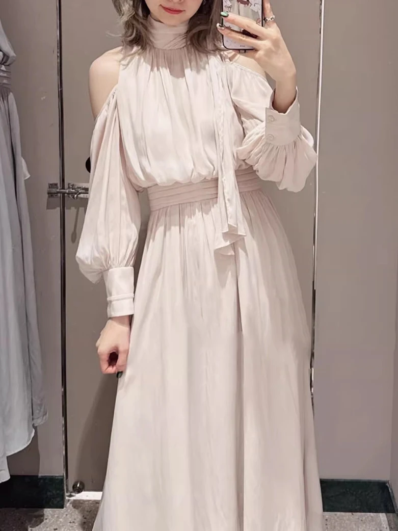 Spring Summer New Pure Color Goddess Stand Collar Sleeveless Draped Waist Cinching Dress Elegant Simple Style Long Sleeve
Spring Summer New Pure Color Goddess Stand Collar Sleeveless Draped Waist Cinching Dress Elegant Simple Style Long Sleeve
