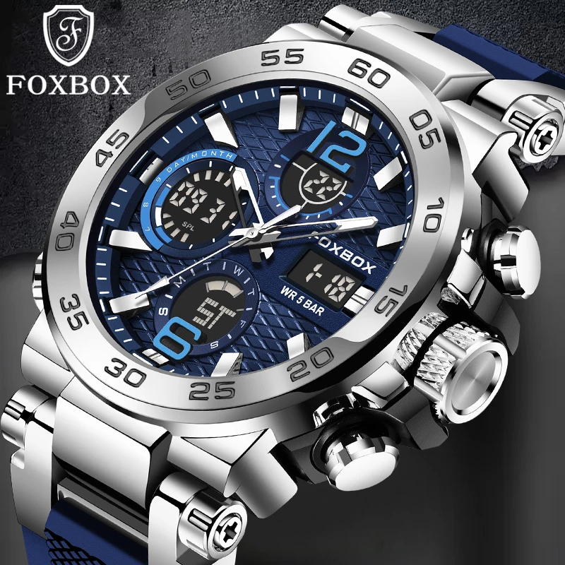 FOXBOX New Waterproof Luminous Men's Watches Fashion Business LED Backlight Alarm Quartz Chronograph Clock Male Diver Watch Men
FOXBOX New Waterproof Luminous Men's Watches Fashion Business LED Backlight Alarm Quartz Chronograph Clock Male Diver Watch Men
