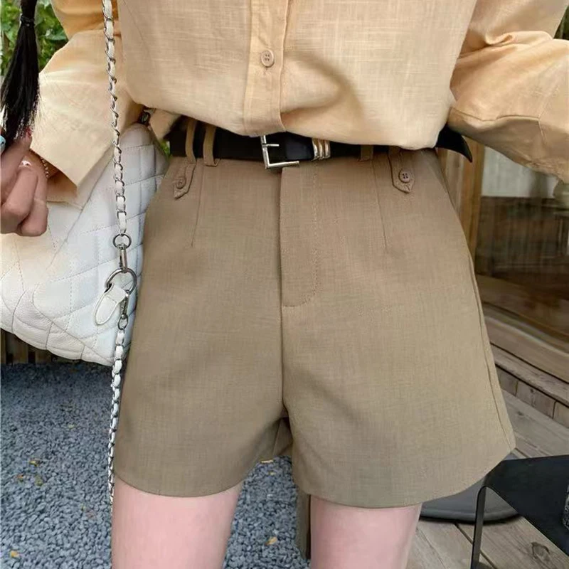 Korean Casual with Belt Suit Shorts for Women High Waist Solid Simple Wide Leg Shorts Summer Office Lady All Match A Line Short
Korean Casual with Belt Suit Shorts for Women High Waist Solid Simple Wide Leg Shorts Summer Office Lady All Match A Line Short