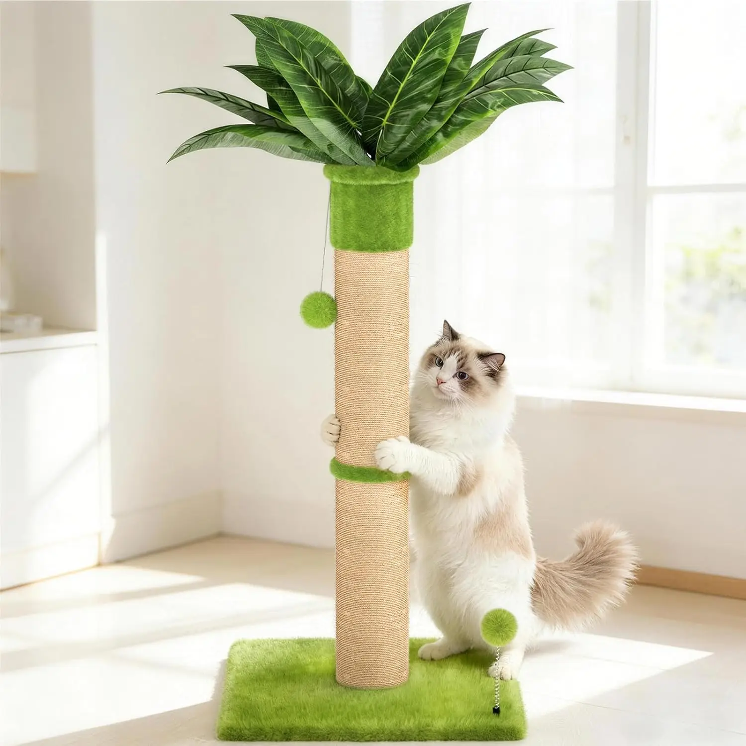 Cat Scratching Post 34'' Tall, Cat Tower Scratcher Extra Wide 15.8" Stable Base with 4 Non-Slip Pads, 2 Toy Balls, Natur
Cat Scratching Post 34'' Tall, Cat Tower Scratcher Extra Wide 15.8" Stable Base with 4 Non-Slip Pads, 2 Toy Balls, Natur