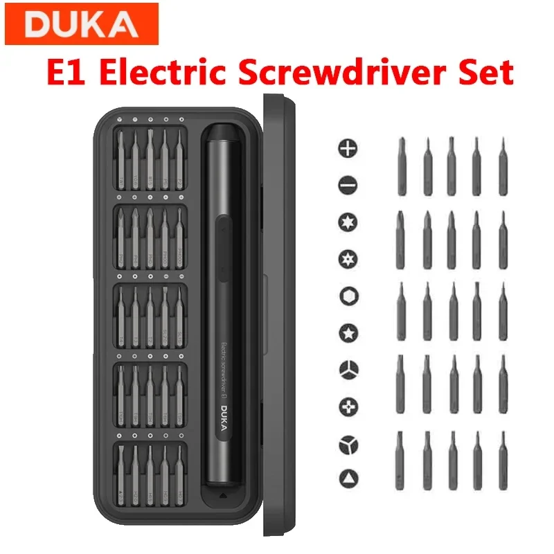 DUKA E1 Electric Screwdriver Set Refined S2 Alloy Steel 25 Batch Heads Magnetic Suction Storage Lithium Battery Screwdriver
DUKA E1 Electric Screwdriver Set Refined S2 Alloy Steel 25 Batch Heads Magnetic Suction Storage Lithium Battery Screwdriver