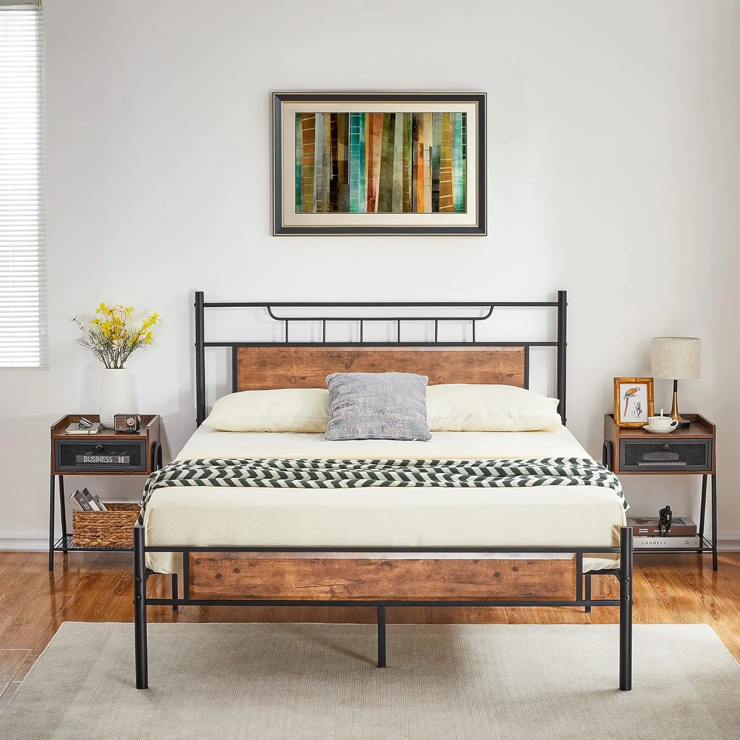 Full Size Bed Frame With Wood Headboard,Strong Metal Slats Support For Platform,No Box Spring Ned,Easy Assembly, Rustic Brown
Full Size Bed Frame With Wood Headboard,Strong Metal Slats Support For Platform,No Box Spring Ned,Easy Assembly, Rustic Brown