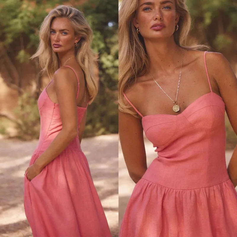 Elegant Slim-Fit Spaghetti Strap Dress Classic Cotton Solid Sleeveless Maxi Dress Women's Summer Casual Everyday Long Dress New
Elegant Slim-Fit Spaghetti Strap Dress Classic Cotton Solid Sleeveless Maxi Dress Women's Summer Casual Everyday Long Dress New