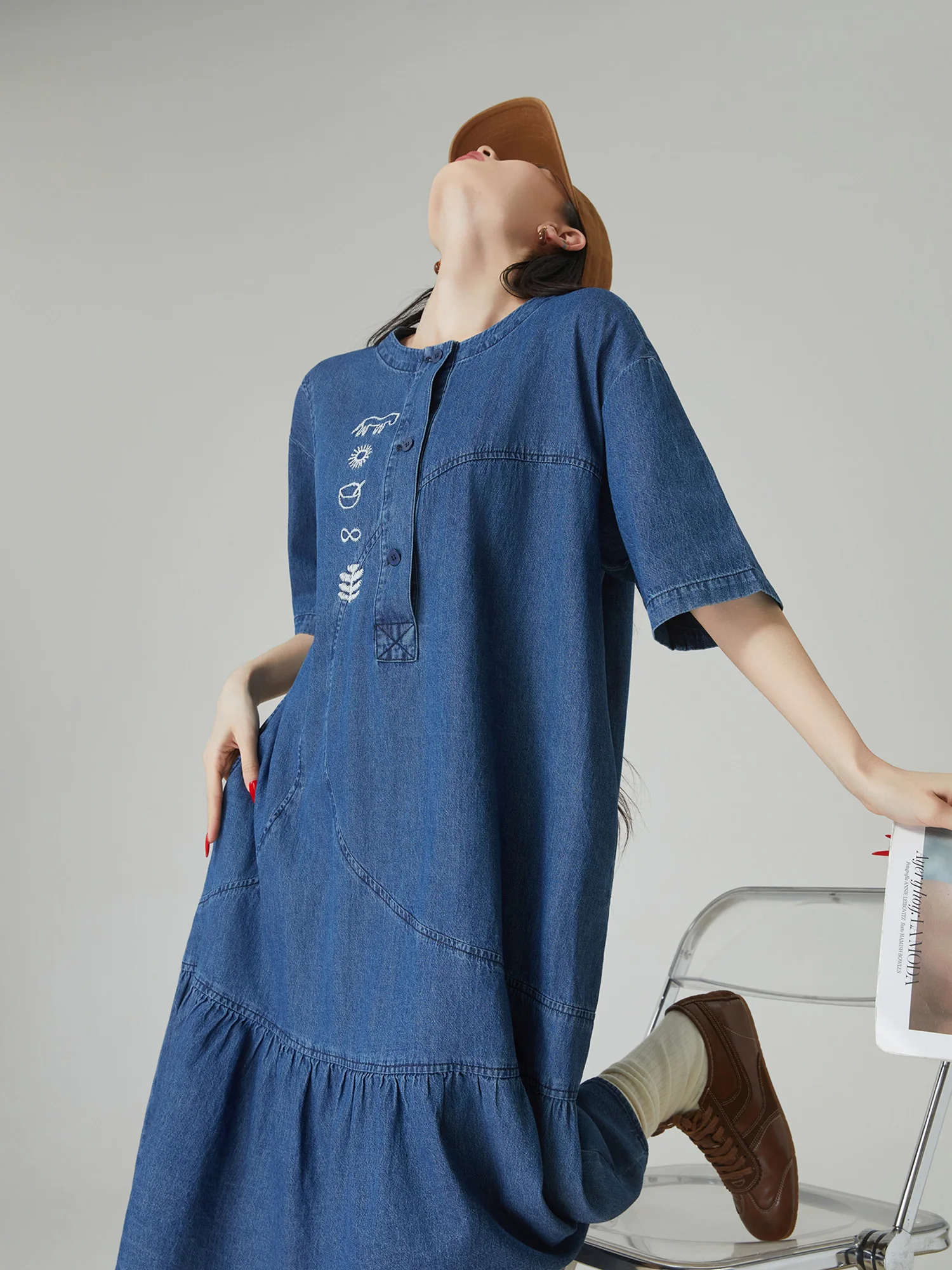 Blue round Ne f Open Tube Embroidered Denim Skirt Design Loose Slimming Midi Dr Spliced ort Sve Women's Dr
Blue round Ne f Open Tube Embroidered Denim Skirt Design Loose Slimming Midi Dr Spliced ort Sve Women's Dr