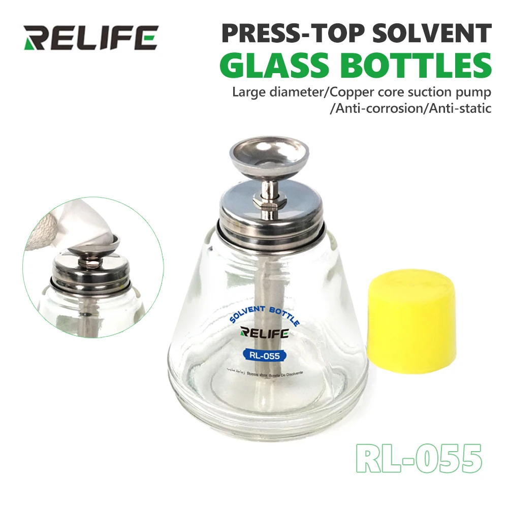 RELIFE RL-055 Push-Button Glass Alcohol Bottle for Phone Repair Storage Alcohol Circuit Board Cleaning Solutiond Solvents Tool
RELIFE RL-055 Push-Button Glass Alcohol Bottle for Phone Repair Storage Alcohol Circuit Board Cleaning Solutiond Solvents Tool