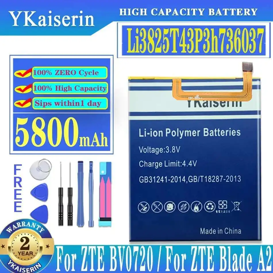 Safe 5800mAh For Zte BV0720 Blade A2 Blade V7 Lite Dual Sim Mobile Phone Battery Li3825T43P3h736037
Safe 5800mAh For Zte BV0720 Blade A2 Blade V7 Lite Dual Sim Mobile Phone Battery Li3825T43P3h736037