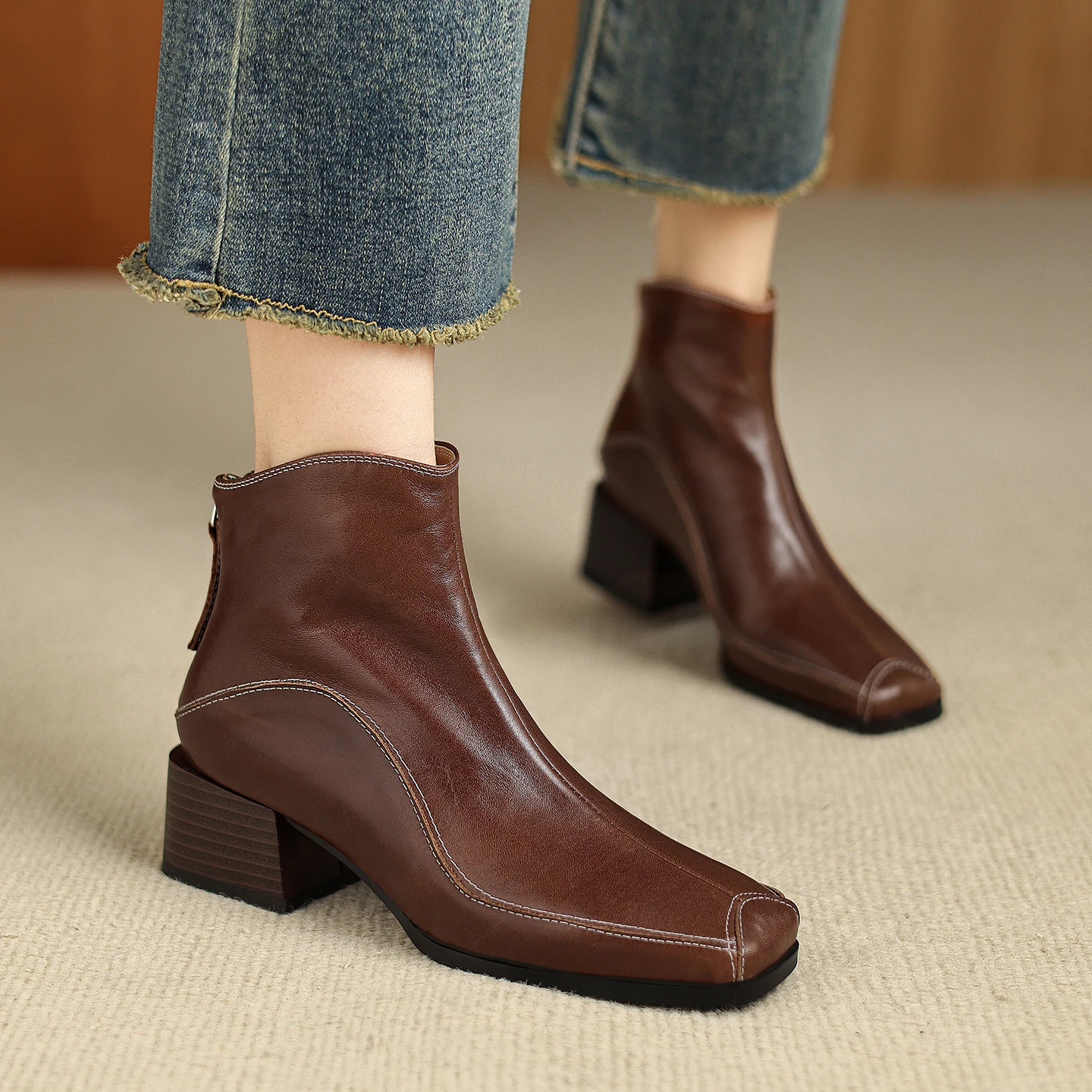 US 5-10 Size Handmade Genuine Leather Cowhide Women Ankle Boots, Zipper Chunky Mid Heels Womens Shoes,Fashion Women's Boots
US 5-10 Size Handmade Genuine Leather Cowhide Women Ankle Boots, Zipper Chunky Mid Heels Womens Shoes,Fashion Women's Boots