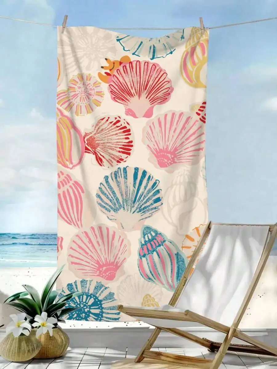 1pc Ultra-Fine Fiber Beach Towel With Ocean Elements Print, Including Shells, Conches, Corals, Starfish, Quick-Drying, Absorbent, Soft, Beach Mat, Outdoor Sports, Travel, Swimming Pool, Yoga, Fitness Towel, Vacation Essential Gift, Single-Sided Print, Bea
1pc Ultra-Fine Fiber Beach Towel With Ocean Elements Print, Including Shells, Conches, Corals, Starfish, Quick-Drying, Absorbent, Soft, Beach Mat, Outdoor Sports, Travel, Swimming Pool, Yoga, Fitness Towel, Vacation Essential Gift, Single-Sided Print, Bea