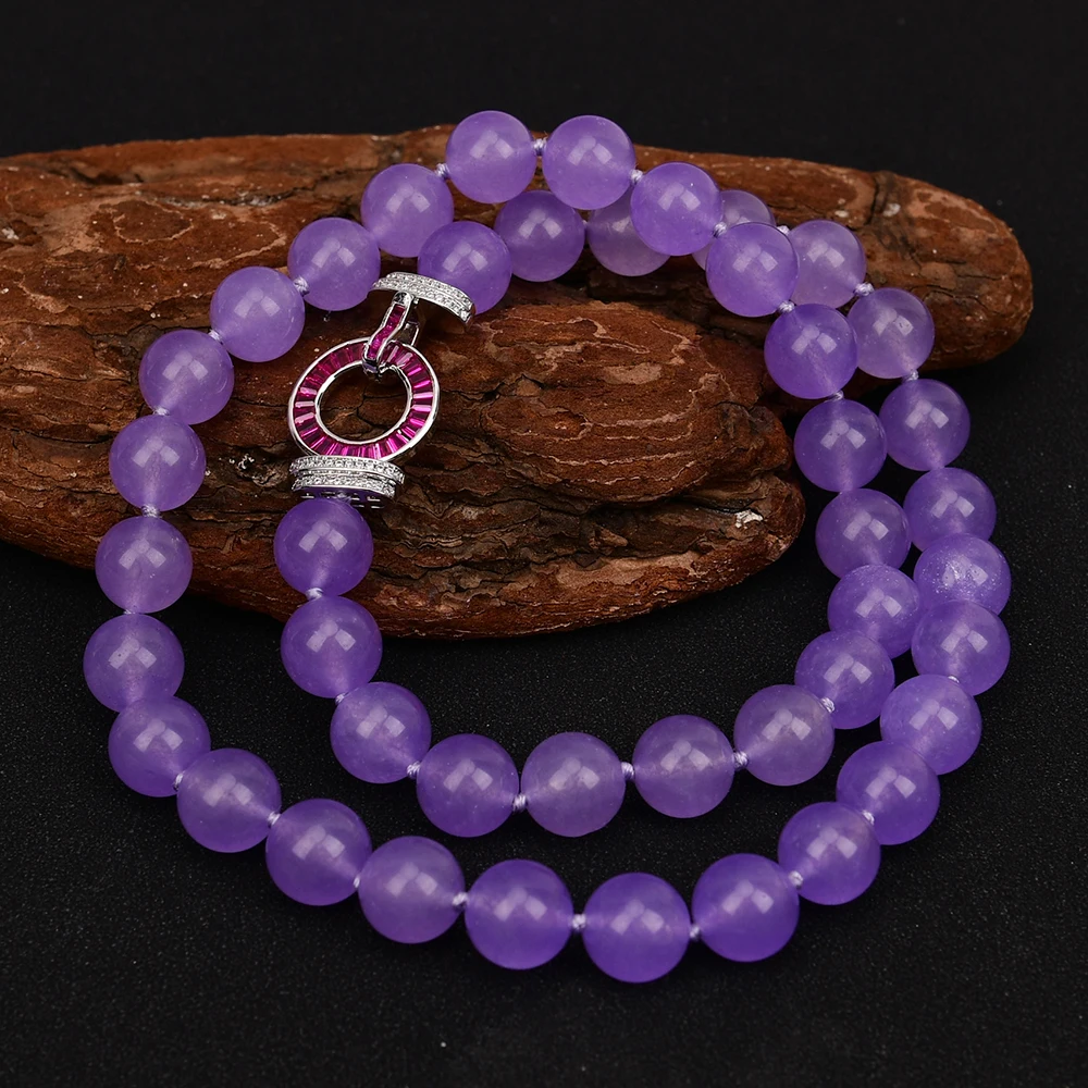 GG 22" lilac colour Lavender Jade Necklace Red Fuchsia Cz Pave Clasp Handmade Women Jewelry Gifts
GG 22" lilac colour Lavender Jade Necklace Red Fuchsia Cz Pave Clasp Handmade Women Jewelry Gifts