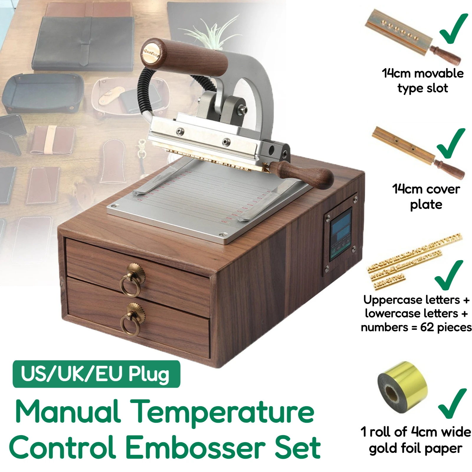 Manual Temperature Control Embosser Wooden Storage Box Hot Foil Stamping Logo Tool Multi-Function for Hot Branding Pressing
Manual Temperature Control Embosser Wooden Storage Box Hot Foil Stamping Logo Tool Multi-Function for Hot Branding Pressing