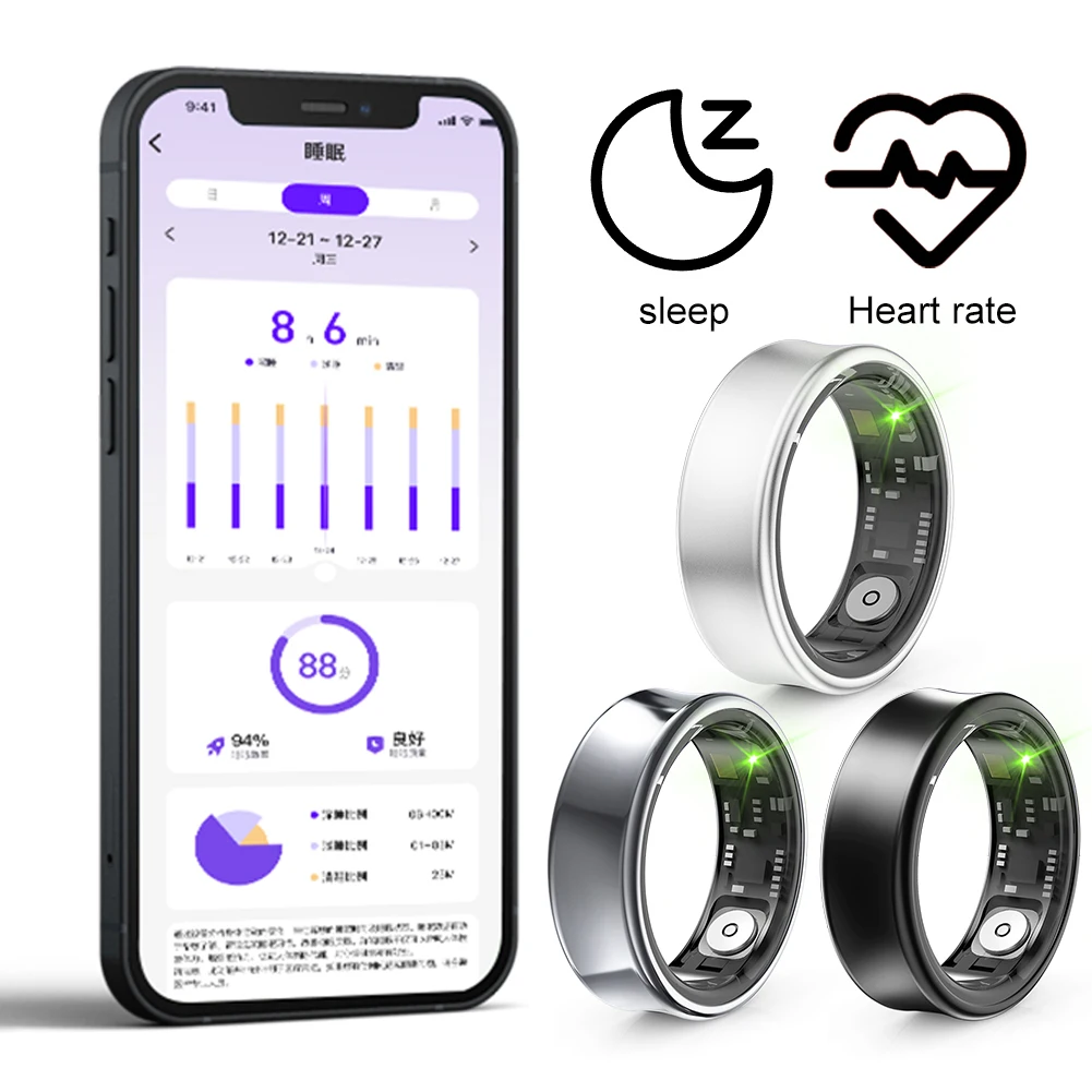 SR05 Smart Ring Fitness Tracker Heart Rate Blood Oxygen Sleep Monitoring Waterproof Bluetooth 5.1
SR05 Smart Ring Fitness Tracker Heart Rate Blood Oxygen Sleep Monitoring Waterproof Bluetooth 5.1