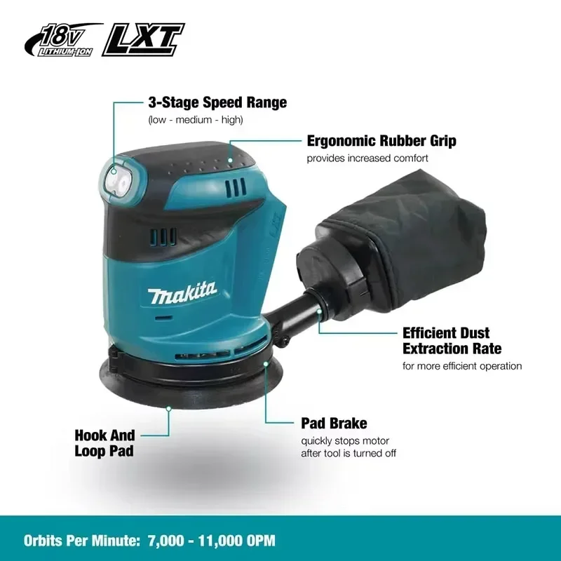 Беспроводная аккумуляторная эксцентриковая шлифовальная машина Makita DBO180Z 18В (литий-ионная), для обработки дерева, шлифовки, полировки, без аккумулятора и зарядного устройства
Беспроводная аккумуляторная эксцентриковая шлифовальная машина Makita DBO180Z 18В (литий-ионная), для обработки дерева, шлифовки, полировки, без аккумулятора и зарядного устройства