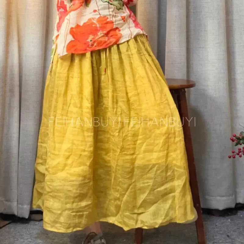 2026 Summer New Arts Style Women Elastic Waist Loose Casual A-line Skirt Double-deck Vintage Cotton Linen Long Skirts F149
2026 Summer New Arts Style Women Elastic Waist Loose Casual A-line Skirt Double-deck Vintage Cotton Linen Long Skirts F149