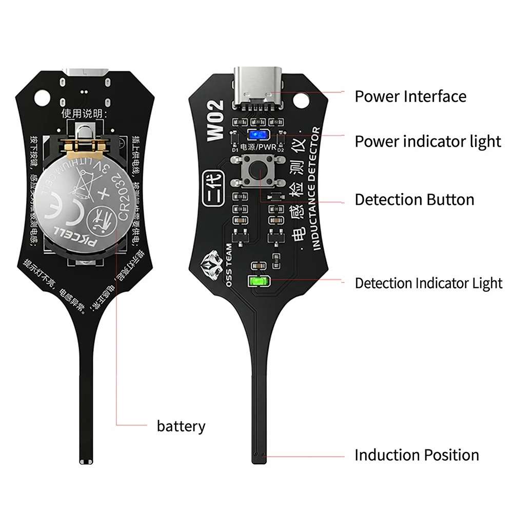 DC 5V Inductance Tester Motherboard Coil Type-C Coil Inductor Fault Detector with Green Light Indicator for Phone PCB Repair
DC 5V Inductance Tester Motherboard Coil Type-C Coil Inductor Fault Detector with Green Light Indicator for Phone PCB Repair