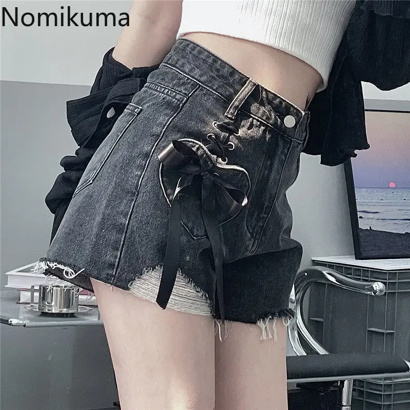 Harajuku Y2k Denim Shorts Bandage Bow Hole Summer Pants High Waist Tunic Sexy Fashion Wide Leg Shorts Pantalones Cortos De Mujer
Harajuku Y2k Denim Shorts Bandage Bow Hole Summer Pants High Waist Tunic Sexy Fashion Wide Leg Shorts Pantalones Cortos De Mujer