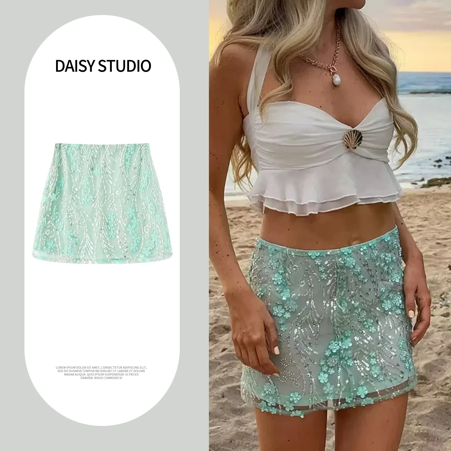 Spring Summer New Women's Beach Vacation Style Simple 3D Embroidery Mesh Sequin Flower Short Wrap around Half Skirt
Spring Summer New Women's Beach Vacation Style Simple 3D Embroidery Mesh Sequin Flower Short Wrap around Half Skirt