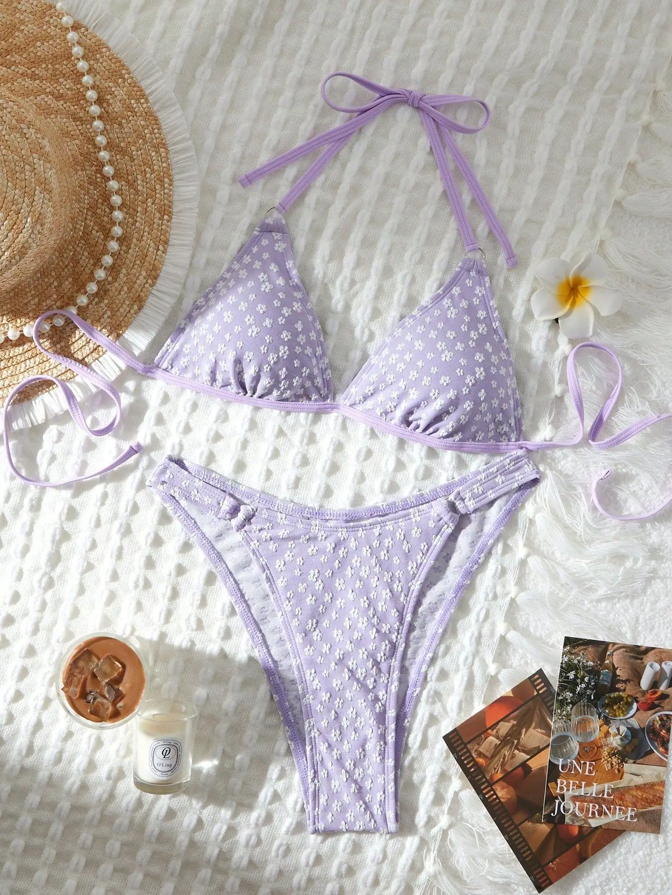 2 Piece Swimsuit for Women Light Purple Sexy Triangle Halter Backless Bikini Set Beach Vacation Flower Bathing Suit 2025 New
2 Piece Swimsuit for Women Light Purple Sexy Triangle Halter Backless Bikini Set Beach Vacation Flower Bathing Suit 2025 New