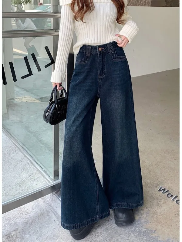 Retro Washed Fleece Lined Thick Warm Women's Jeans High Waist Slimming Loose Wide Leg Long Pants Commute Style Autumn Winter
Retro Washed Fleece Lined Thick Warm Women's Jeans High Waist Slimming Loose Wide Leg Long Pants Commute Style Autumn Winter