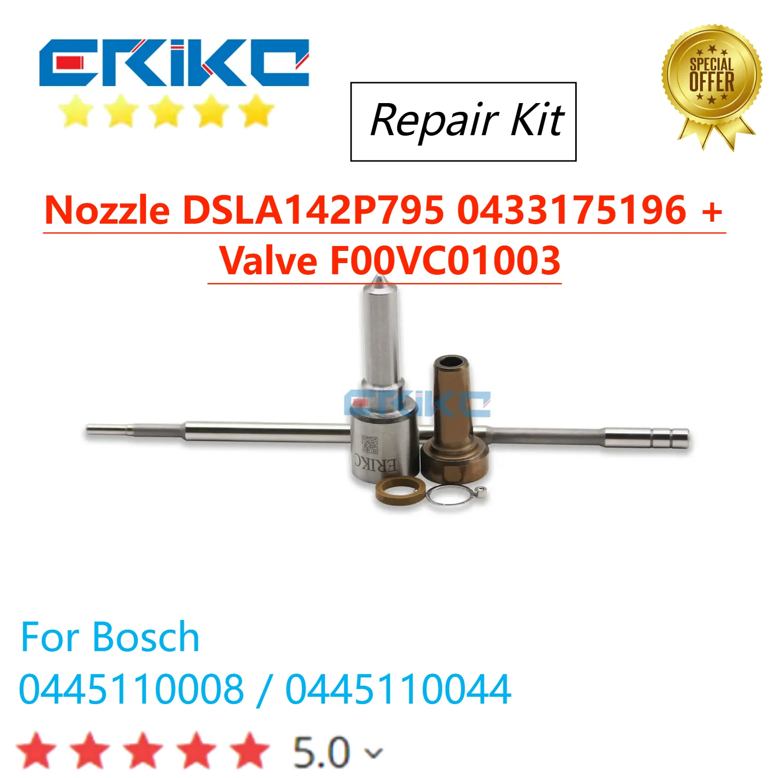 0445110008 Fuel Injector Overhaul Kit Nozzle DSLA142P795 0433175196 Valve F00VC01003 for FIAT GROUP:9456182380 0445110044
0445110008 Fuel Injector Overhaul Kit Nozzle DSLA142P795 0433175196 Valve F00VC01003 for FIAT GROUP:9456182380 0445110044