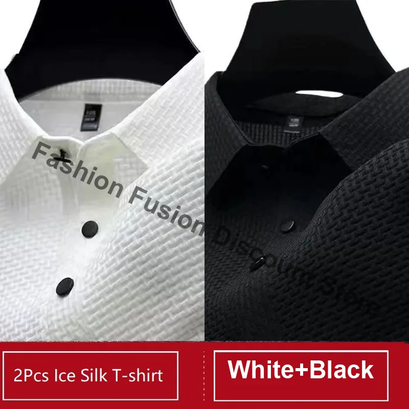 2Pcs Summer New Men's Lop-up Hollow Short-sleeved Polo Tee Shirt Ice Silk Breathable Business Fashion T-Shirt Male Brand Clothes
2Pcs Summer New Men's Lop-up Hollow Short-sleeved Polo Tee Shirt Ice Silk Breathable Business Fashion T-Shirt Male Brand Clothes