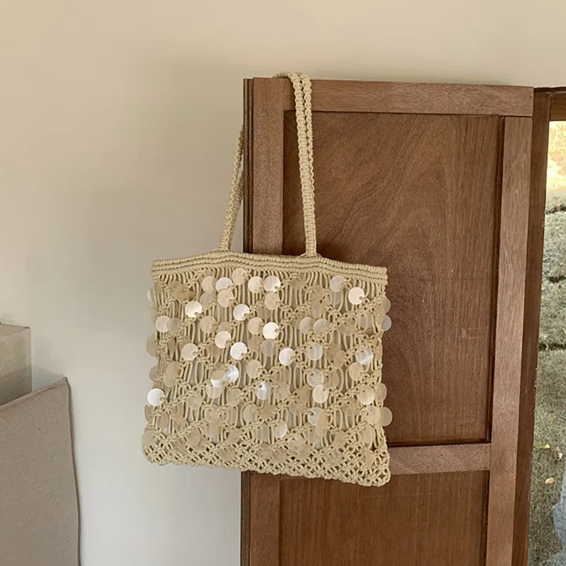 NEW Hollow Travel Beach Bag Women Handbags Shopper Purses Fashion Sequined Tote Handmede Rope Woven Bags for Women Shoulder Bag
NEW Hollow Travel Beach Bag Women Handbags Shopper Purses Fashion Sequined Tote Handmede Rope Woven Bags for Women Shoulder Bag