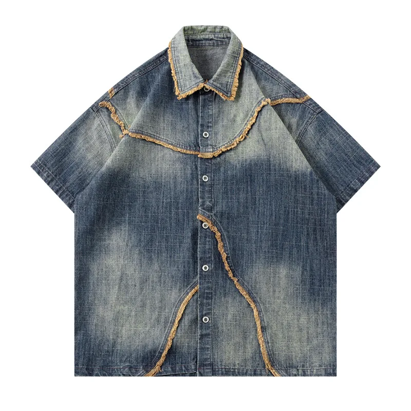 Vintage Hip Hop Streetwea Jeans Shirts Washed Patchwork Loose Button Up Blouse For Male
Vintage Hip Hop Streetwea Jeans Shirts Washed Patchwork Loose Button Up Blouse For Male