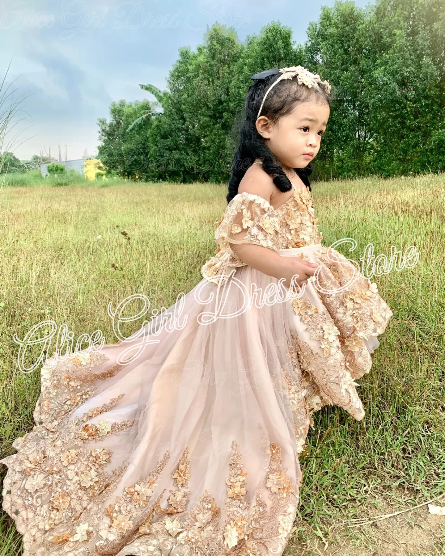 Customized Champagne Flower Girl Dress for Wedding Floral Lace Appliques Girl Birthday Gowns High-Low First Holy Communion Gowns
Customized Champagne Flower Girl Dress for Wedding Floral Lace Appliques Girl Birthday Gowns High-Low First Holy Communion Gowns