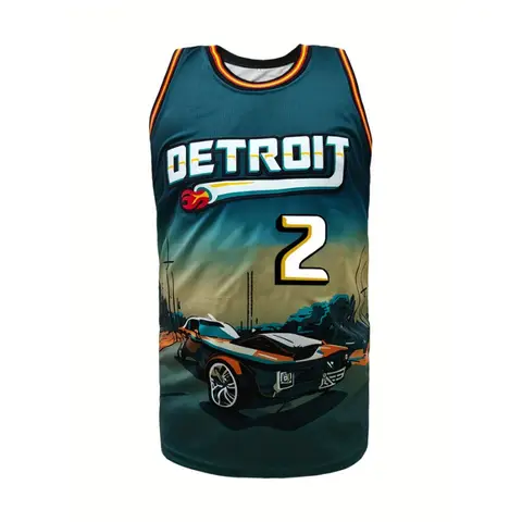 Men'S Detroit Basketball Jersey #2 Breathable Sleeveless Training & Competition Casual Wear Outdoor Sports Apparel