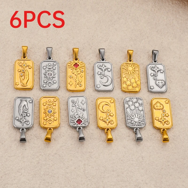6Pcs Stainless Steel Tarot Card Charms Rhinestone Rectangle Pendants For DIY Necklace Jewelry Making
6Pcs Stainless Steel Tarot Card Charms Rhinestone Rectangle Pendants For DIY Necklace Jewelry Making